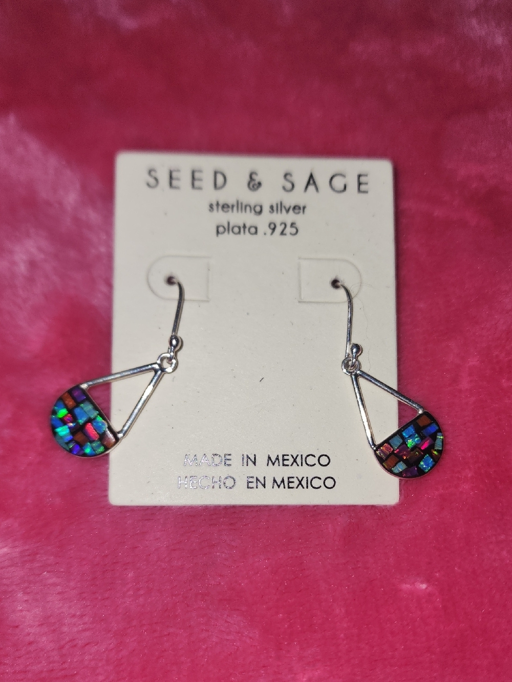 ✨️Seed & Sage Sterling Silver Multicolor Mosaic Drop Earrings/ Made In Mexico ✨️ - Picture 6 of 7